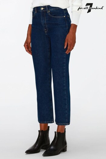 7 For All Mankind Blue Deep Dive Straight Crop Jeans (C71644) | £180