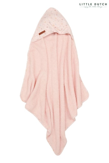 Little Dutch Pink Little Pink Flowers Hooded Towel (C71678) | £28