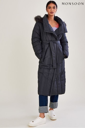 Monsoon Grey Vera Vertical Stitch Padded Coat (C71741) | £160
