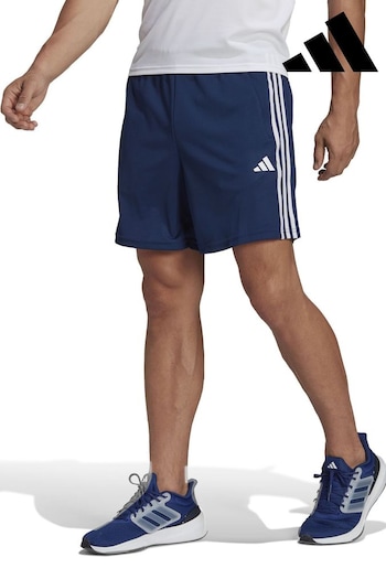 adidas Blue PERFORMANCE Train Essentials Piqué 3-Stripes Training Shorts (C71879) | £23