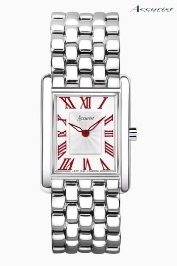 Accurist Womens Silver Tone Rectangle Stainless Steel Bracelet Analogue Watch (C71914) | £189