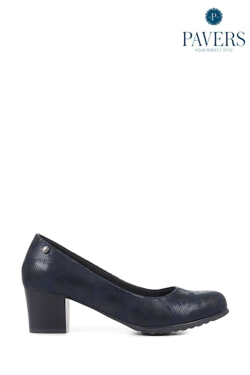 Pavers Blue Block Heeled Court Shoes (C72129) | £33