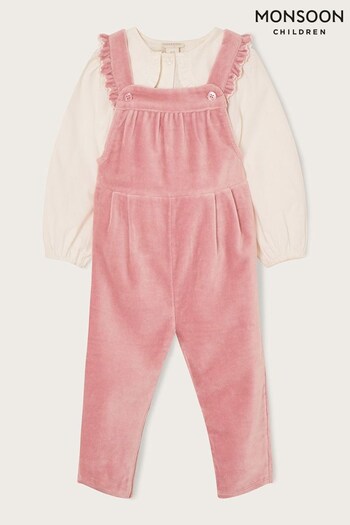 Monsoon Baby Pink EMB Velour Jumpsuit (C72394) | £36 - £40