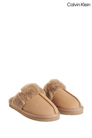 Calvin Klein Fluffy Brown Slippers (C72662) | £80