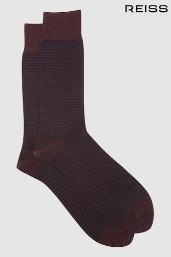 Reiss Bordeaux Mario Stripe Striped Socks (C72667) | £10