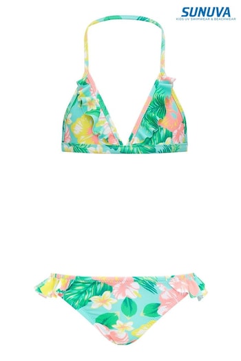 Sunuva Green Hibiscus Triangle Frill Bikini (C72763) | £47.05
