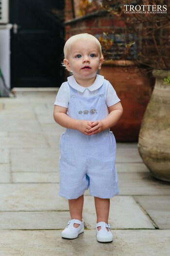 Trotters London Little Blue Alexander Cotton Bib Shorts (C72843) | £25