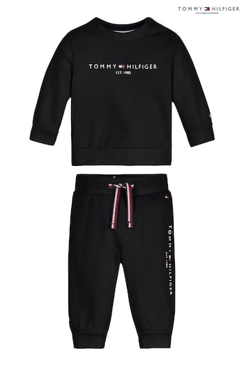 Tommy embroidered-logo Hilfiger Baby Essential Black Two Piece Set (C72877) | £75