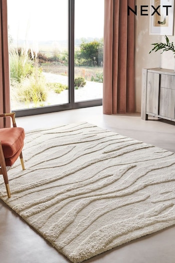 Natural Soft Waves High Low Shaggy Tufted Rug (C72922) | £65 - £285