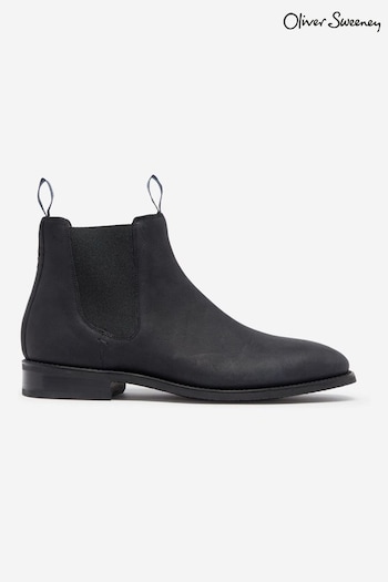 Oliver Sweeney Lochside Waxed Kudu Black Leather Chelsea victory Boots (C72942) | £299