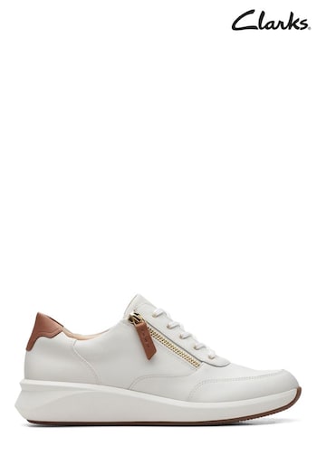 Clarks White Leather Un Rio Zip Shoes (C72955) | £85