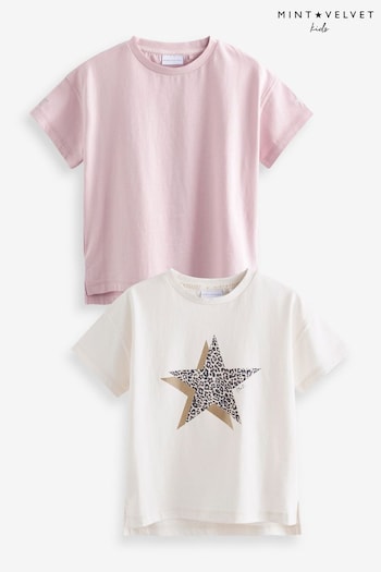 Mint Velvet Ecru/Pink Star T-Shirts Multipack (C72985) | £15 - £17