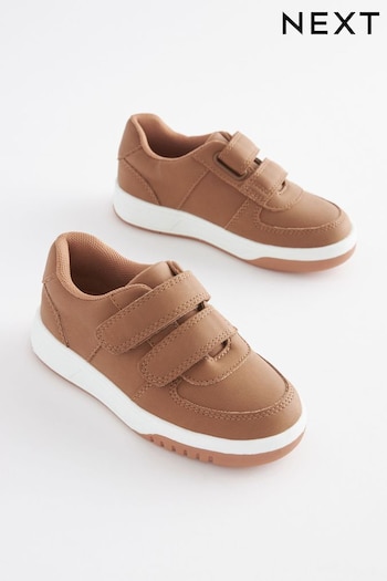 Tan Brown Standard Fit (F) Strap Touch Fastening Trainers (C73114) | £16 - £18