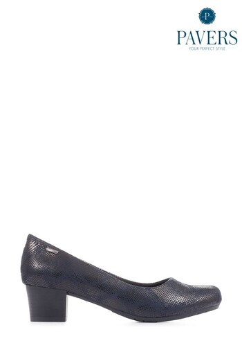 Pavers Blue Block Heeled Court Shoes (C73149) | £16.50