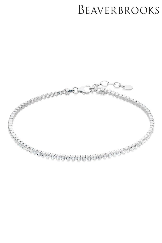 Beaverbrooks Sterling Silver Cubic Zirconia Anklet (C73351) | £75