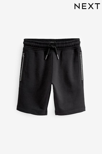 Black Zip Pocket Jersey Shorts Sherpa (3-16yrs) (C73373) | £8 - £13