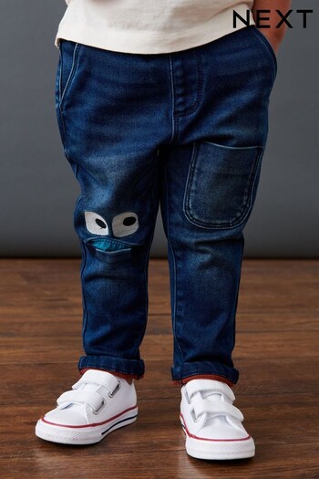 Dark Wash Blue Rib Waist Monster Character Pull-On Jeans Fashion (3mths-7yrs) (C73402) | £15 - £17
