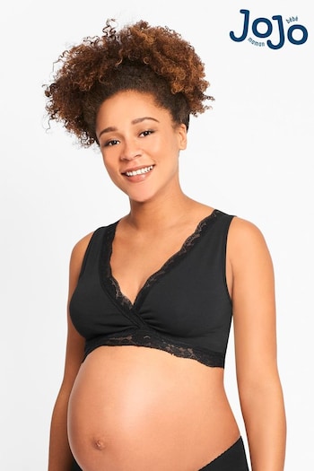 JoJo Maman Bébé Black Lace Trim Maternity & Nursing Sleep Bras (C73698) | £14