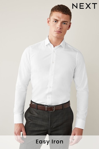 White Skinny Fit Easy Care Single Cuff Shirt (C73786) | £18
