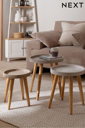 Natural Round Set of 3 Nest of Tables (C73915) | £150