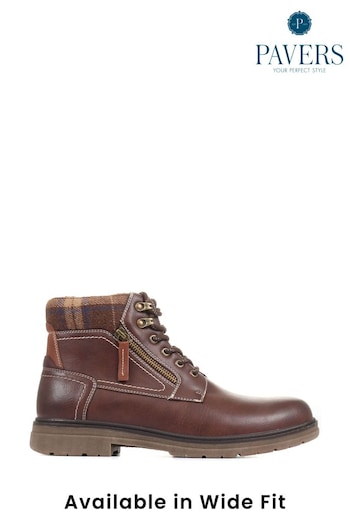 Pavers Wide Fit Lace Up Brown Ankle Boots (C73939) | £45