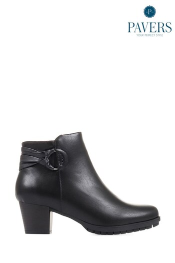 Pavers Black Block Heeled Ankle Boots (C74100) | £45