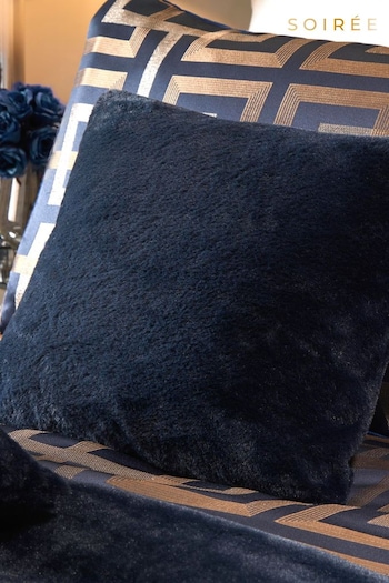 Soiree Blue Lucie Faux Fur Square Cushion (C74119) | £16