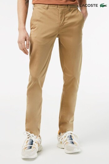 Lacoste Mens Brown Core Essentials Chino Trousers looked (C74177) | £85