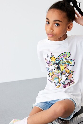 White Bunny Rock It Oversized Graphic T-Shirt (3-16yrs) (C74452) | £10 - £15