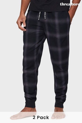 Threadbare Black Check & Burgundy Check Cotton Check Pyjama Trousers 2 Pack (C74453) | £30