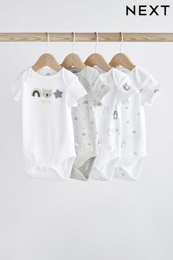 Grey Baby Short Sleeves Bodysuit 4 Pack (C74478) | £14 - £18
