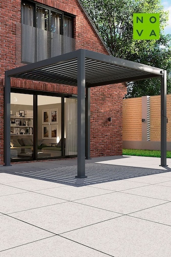 Nova Outdoor Living Grey Titan 3.6m x 3.6m Square Aluminium Pergola (C74485) | £2,600