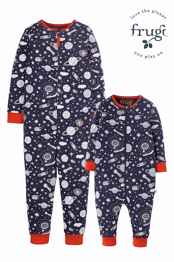 Frugi Blue Organic Zip Up All In One (C74526) | £24 - £26