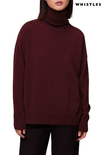 Whistles Red Cashmere Roll Neck Jumper (C74716) | £199