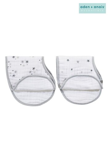 aden + anais™ Burpy Cotton Muslin Twinkle White Bibs 2 Pack (C74832) | £22