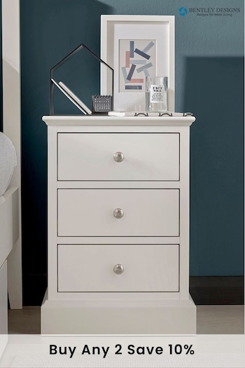 Bentley Designs White Ashby 3 Drawer Bedside Table (C74870) | £240