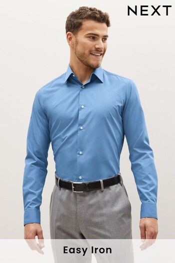 Dusky Blue Slim Fit Single Cuff Easy Care Shirt (C74901) | £20