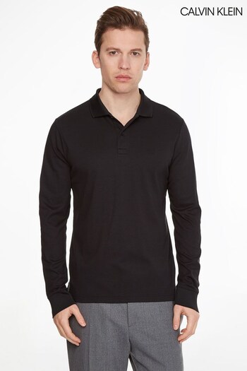 Calvin Klein Black Slim Long Sleeve Polo Shirt (C74925) | £90