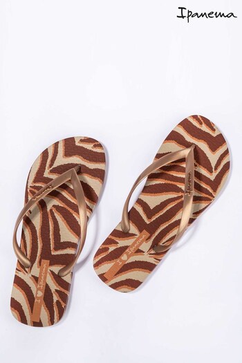 Ipanema Brown Animal Camo Print Flip Flops (C75245) | £24