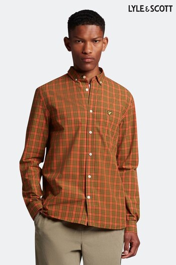 Lyle & Scott Orange Check Poplin Shirt (C75250) | £65