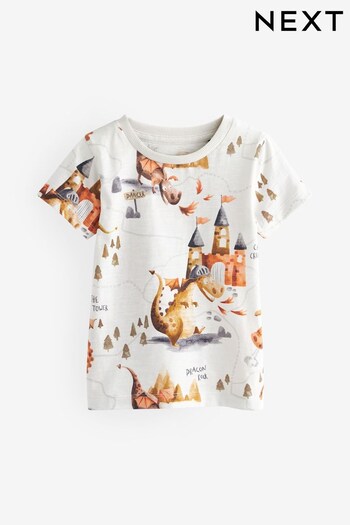 Ecru Cream Dragon Short Sleeve All Over Print T-Shirt (3mths-7yrs) (C75291) | £6.50 - £8.50