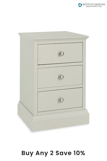 Bentley Designs Cotton Grey Ashby 3 Drawer Bedside Table (C75321) | £240