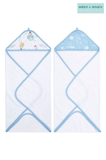 Aden + Anais Essentials White Hooded Towels 2-Pack (C75345) | £22