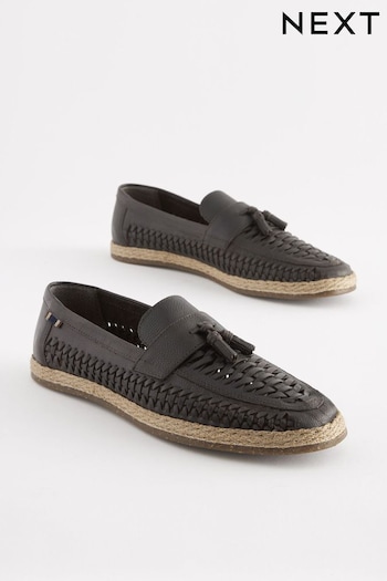 Dark Brown Weave Tassel Loafers (C75404) | £52