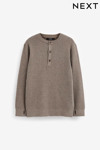 Taupe Brown Henley Crew Jumper (3-16yrs) (C75441) | £14 - £19