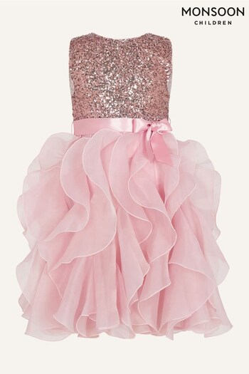 Monsoon Pink Cancan Sequin Ruffle Dress (C75566) | £65 - £75
