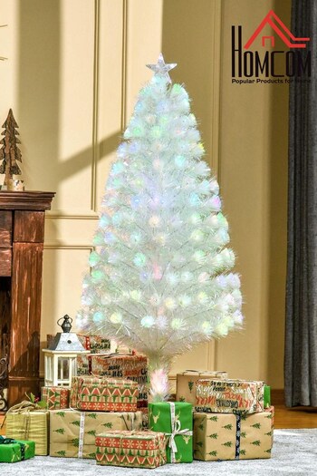 Homcom White 5ft Fibre Optic Artificial Christmas Tree (C75628) | £107