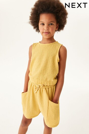 Ochre Yellow Crinkle Shorts and Vest Set (3-16yrs) (C75654) | £14 - £20