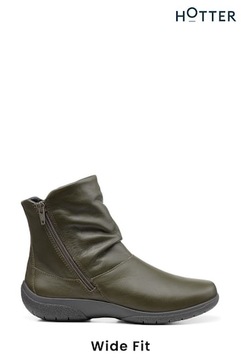 Hotter Whisper Wide Fit Green Zip-Fastening Boots (C75661) | £99