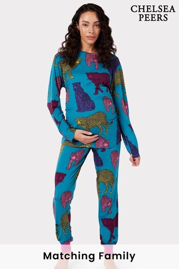 Chelsea Peers Green Maternity Recycled Fibres Posh Dogs Print Long Pyjama Set (C75669) | £38